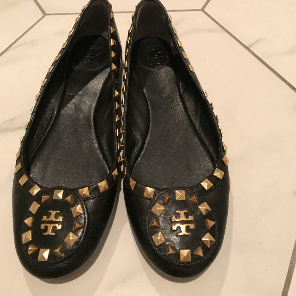 {Tory Burch} black and gold flats